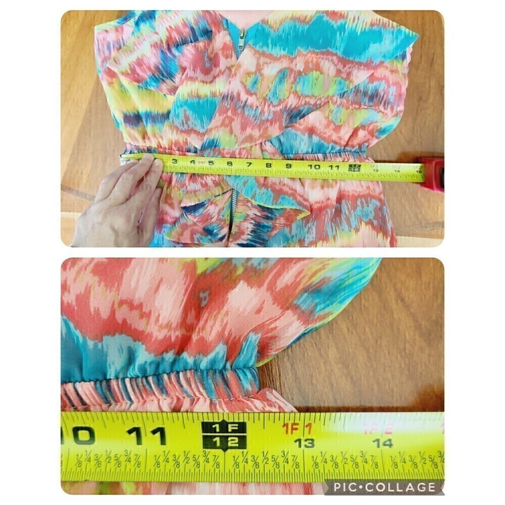 Anthropologie Maude Halter Dress Ruffles Elastic Waist Beach Colorful Flaw - Picture 11 of 12